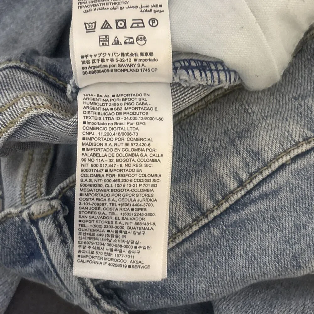 Gap Jeans Size 10 H Youth Straight Slim Stretch Mid Rise Light Wash Blue Denim